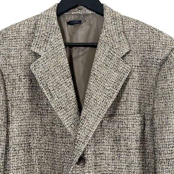 Vestimenta(Giorgio Armani) Textured Taupe Check Wool Blend Blazer Men's Size 42R - Picture 3 of 12